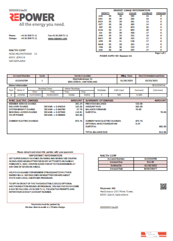 Repower AG utility business bill SCR PSD template